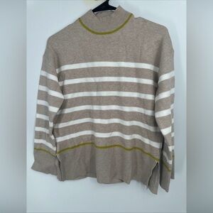 Tahari Sz XS Sweater Mock Turtleneck Stripe Accents NWT